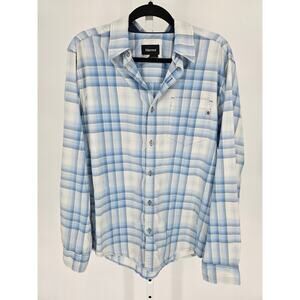 Marmot Mens Sz M Long Sleeve Button Up Hiking Shirt Blue White Gray